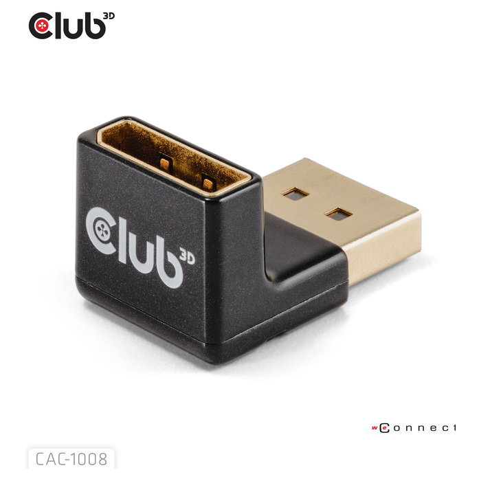 Club 3D Adapter DisplayPort a DisplayPort 1.4 90 Grados Angular CAC-1008, 4K a 120Hz, 8K, HDR, Plug and Play, Negro