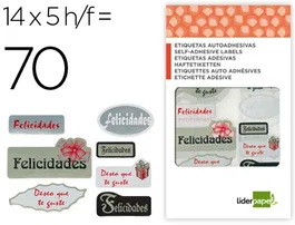 Liderpapel Etiqueta adhesiva felicidades / deseo que te guste de 70 unidades