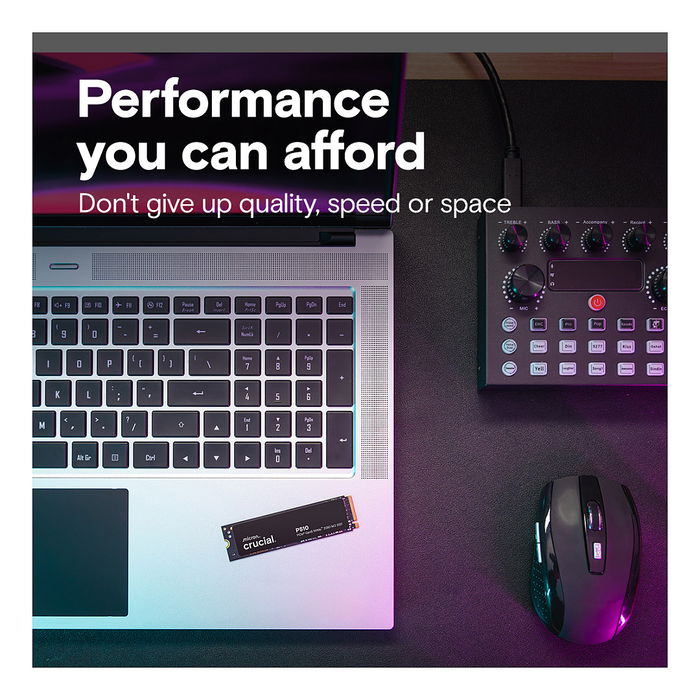 Crucial P510 Gen5 2280 SSD 1TB NVMe PCIe M.2, 11000 MB/s Lectura, 9500 MB/s Escritura, TLC, para PC y Portátil