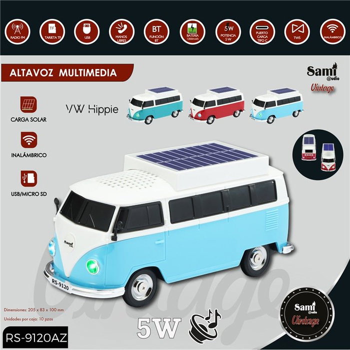 SAMI Altavoz Sami Vintage hippie azul multimedia 5W