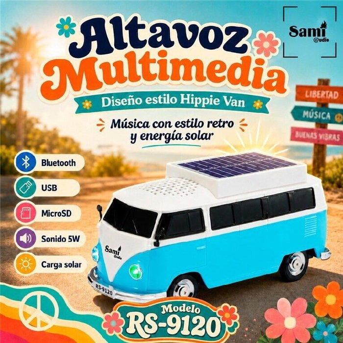 SAMI Altavoz Sami Vintage hippie azul multimedia 5W