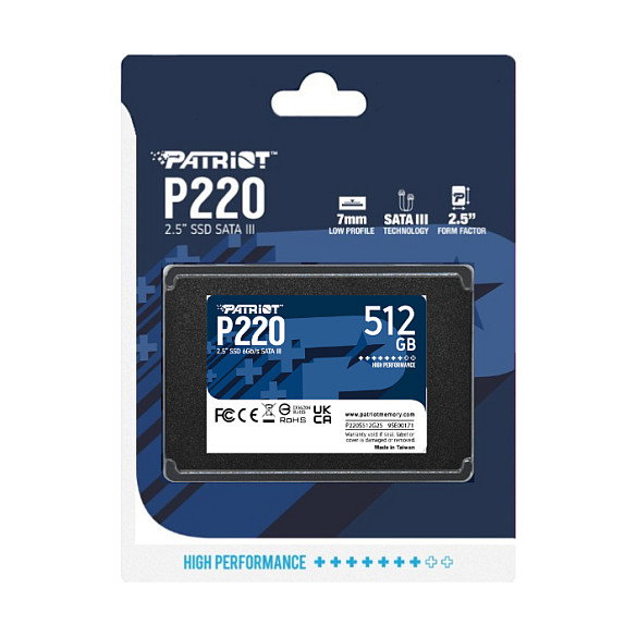 Patriot Disco SSD P220 S512G25 512GB 2.5" SATA3 - Velocidad Lectura 550MB/s, Escritura 500MB/s