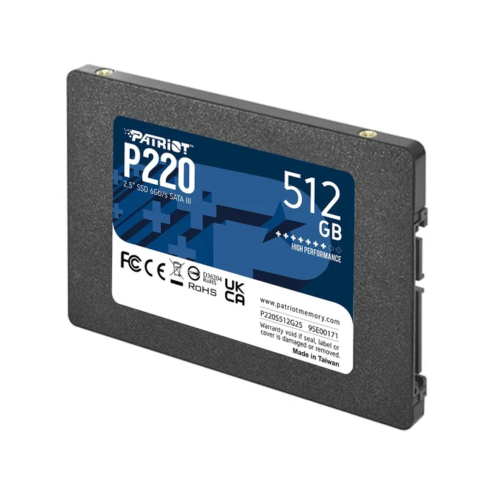 Patriot Memory P220 SSD 512GB 2.5" SATA III - 550 MB/s Lectura, 500 MB/s Escritura, 40k/50k IOPS para PC y Portátil
