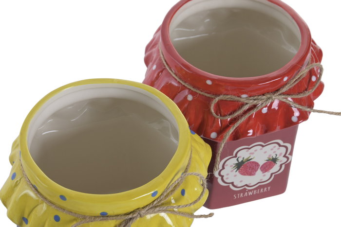 DKD Home Decor Macetero de Gres y Cuerda Surtido Mermelada