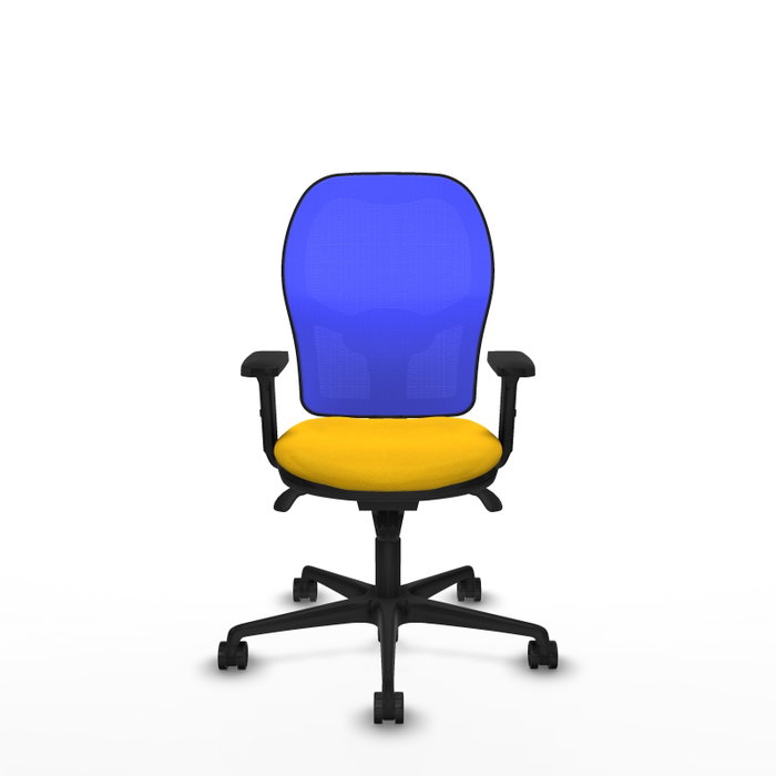 PIQUERAS Y CRESPO Silla de oficina Jorquera con mecanismo Sincro, Tela Amarilla y Malla Azul PIQUERAS Y CRESPO Silla de oficina Jorquera con mecanismo Sincro, Tela Amarilla y Malla Azul
