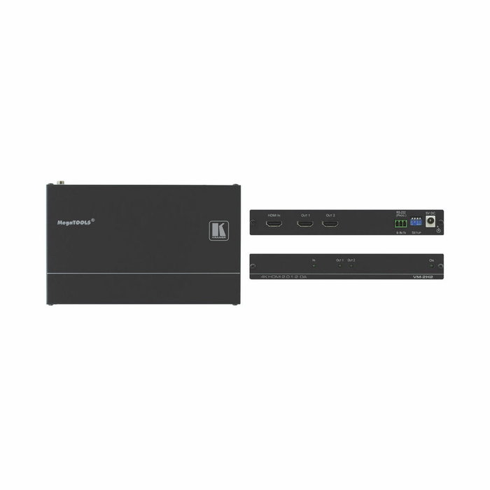 Kramer VM-2H2 Distribuidor Amplificador 1:2 HDMI 2.0 4K HDR Negro