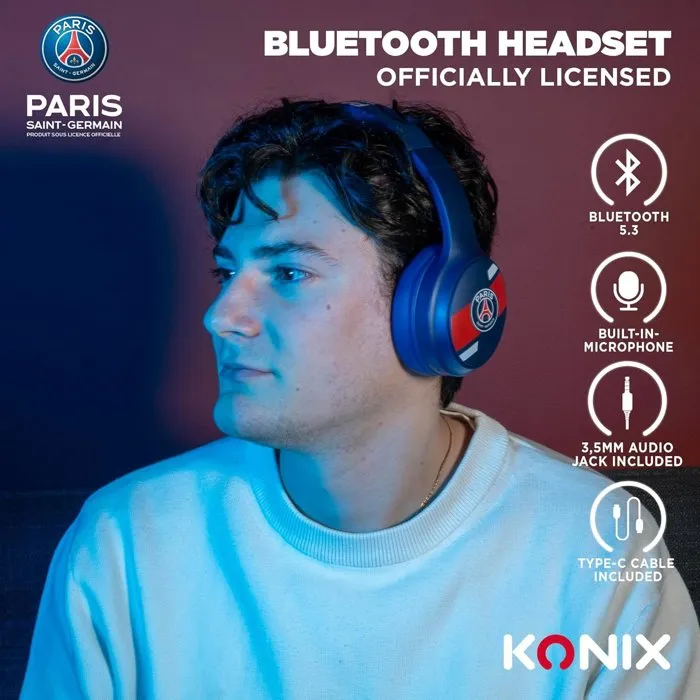 Konix Auriculares inalámbricos Bluetooth 5.3 PSG - Micrófono, 25h batería, compatibles PC/Smartphone/Tablet, cable 3.5mm, Azul - KON1760858418055 Konix Auriculares inalámbricos Bluetooth 5.3 PSG - Micrófono, 25h batería, compatibles PC/Smartphone/Tablet, cable 3.5mm, Azul - KON1760858418055