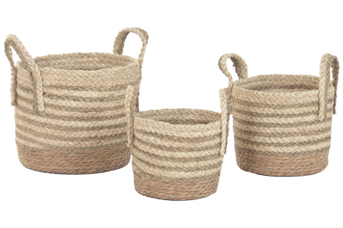 DKD Home Decor Set de 3 Cestas de Fibra Natural 30x30x32 cm DKD Home Decor Set de 3 Cestas de Fibra Natural 30x30x32 cm