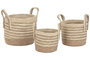DKD Home Decor Set de 3 Cestas de Fibra Natural 30x30x32 cm