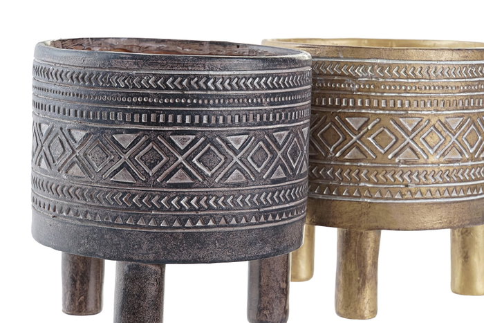 DKD Home Decor Macetero Resina Étnico Surtido de 2 Piezas