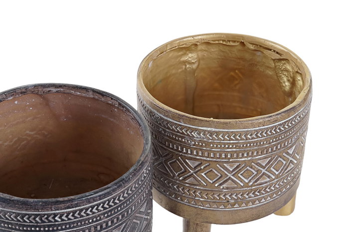 DKD Home Decor Macetero Resina Étnico Surtido de 2 Piezas