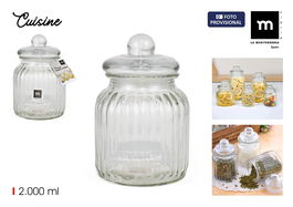 La Mediterranea Tarro Vidrio Cuisine 2000 ml - 14 x 14 x 23 cm (6 Unidades)