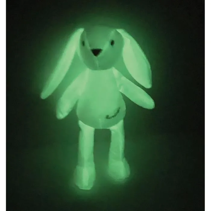 Jemini - Conejo de Peluche Luminoso Fotoluminiscente, Blanco, Carga con Luz, sin Pilas, Aprox. 20 cm, para Niños