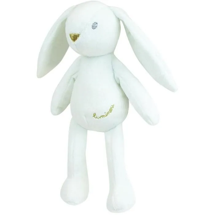 Jemini - Conejo de Peluche Luminoso Fotoluminiscente, Blanco, Carga con Luz, sin Pilas, Aprox. 20 cm, para Niños