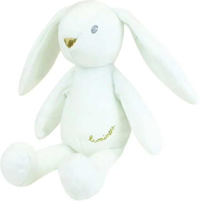 Jemini - Conejo de Peluche Luminoso Fotoluminiscente, Blanco, Carga con Luz, sin Pilas, Aprox. 20 cm, para Niños