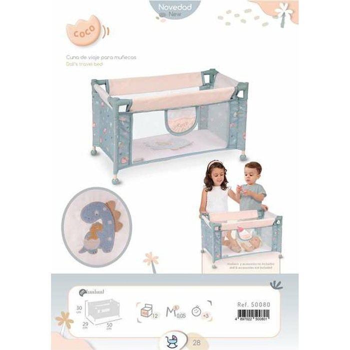 Decuevas Cuna De Viaje Coco para Muñecas de hasta 46 cm