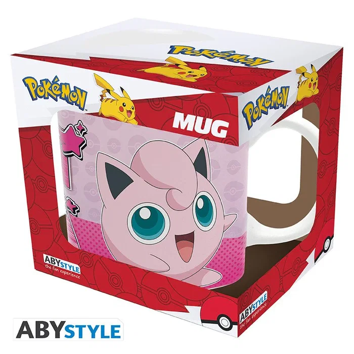 ABYstyle ABYMUGA482 Taza de Cómic Pokémon Jigglypuff, Cerámica, 320 ml, Rosa y Blanco, Apta Lavavajillas y Microondas