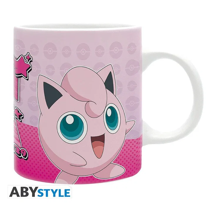 ABYstyle ABYMUGA482 Taza de Cómic Pokémon Jigglypuff, Cerámica, 320 ml, Rosa y Blanco, Apta Lavavajillas y Microondas