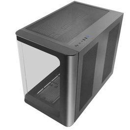 Mars Gaming Caja Ordenador Semitorre ATX Mcfusion con Ventana Lateral Completa y Frontal Curvo de Cristal Templado