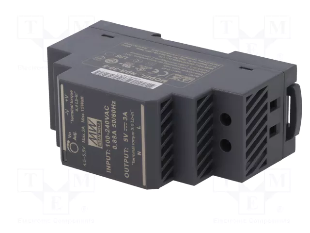 Mean Well Ersatznetzteil 5V / 3A 15W Riel DIN Mean Well Ersatznetzteil 5V / 3A 15W Riel DIN