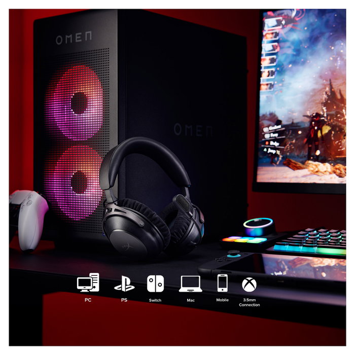 HyperX Cloud Alpha 2 Wireless Gaming-Headset con Estación Base RGB, Negro