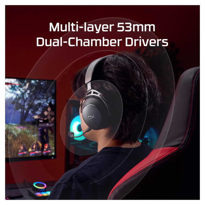 HyperX Cloud Alpha 2 Wireless Gaming-Headset con Estación Base RGB, Negro