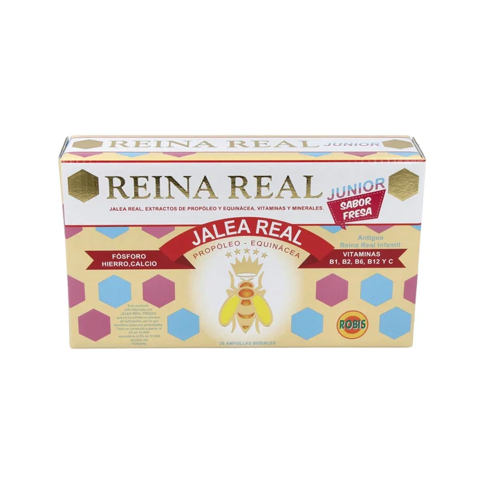 ROBIS Reina Real Junior Jalea Real + Vitamina C 20 Ampollas - Suplemento para Infancia con Aminoácidos, Vitaminas y Minerales ROBIS Reina Real Junior Jalea Real + Vitamina C 20 Ampollas - Suplemento para Infancia con Aminoácidos, Vitaminas y Minerales
