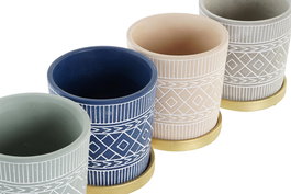 DKD Home Decor Maceta Colonial Gris Beige Cemento Con Plato 13 x 14 x 13 cm (12 Unidades)