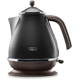 Delonghi Hervidor de agua KBOV2001.BK, 2000 W, 1,7 L, Negro mate / Chocolate