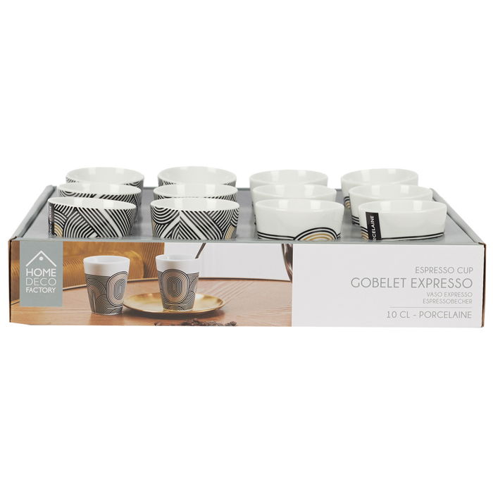 Home Deco Factory Vaso Espresso Lounge ø6 x 6.8 cm Detalles Dorados Capacidad 100 ml