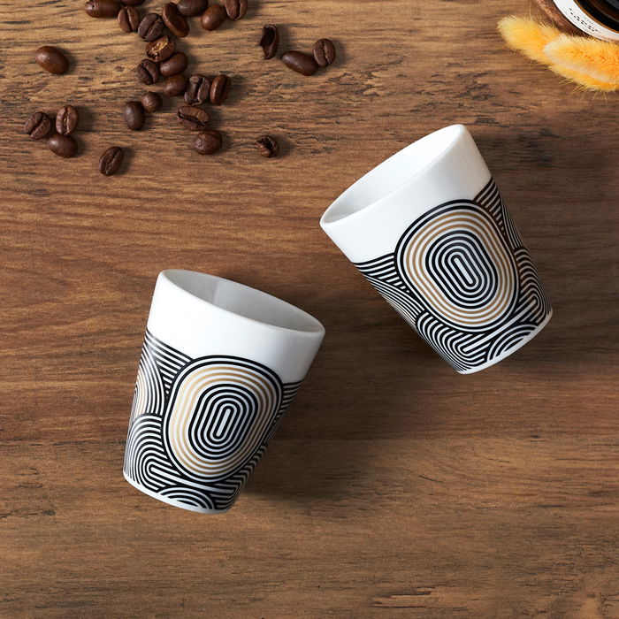 Home Deco Factory Vaso Espresso Lounge ø6 x 6.8 cm Detalles Dorados Capacidad 100 ml