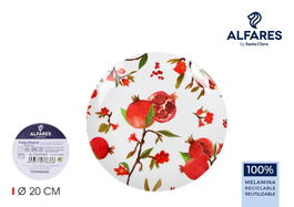 Alfares Plato de Postre o Tapa 20 cm, Colección Granadas, Vidriado Miel/Brillante, Cerámica (24 Unidades)