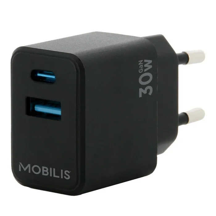 Mobilis Cargador de Pared 30W con 1 USB-A y 1 USB-C Negro Mobilis Cargador de Pared 30W con 1 USB-A y 1 USB-C Negro