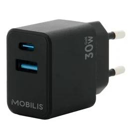 Mobilis 001362 Cargador de coche Universal 30W con puertos USB y Micro USB, Negro - Compatible con la mayoría de dispositivos móviles