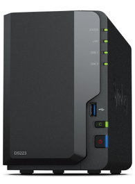 Synology DiskStation DS223 - Servidor NAS de 2 bahías con CPU Quad-Core 1.7 GHz, 2 GB DDR4, 1 puerto Gigabit LAN, 3x USB 3.2