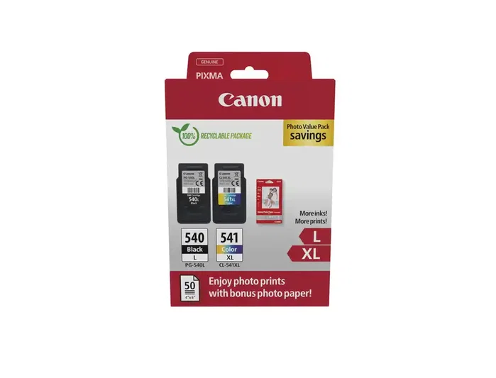 Canon Multipack de Tinta PG-540L y CL-541XL con Papel Fotográfico Canon Multipack de Tinta PG-540L y CL-541XL con Papel Fotográfico