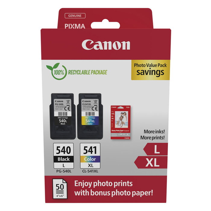 Canon Multipack de Tinta PG-540L y CL-541XL con Papel Fotográfico Canon Multipack de Tinta PG-540L y CL-541XL con Papel Fotográfico