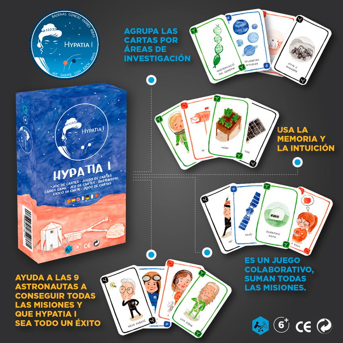 Deqube LASTUF Hypatia Juego de Cartas Cooperativo con Misiones y Memoria para +6 Años
