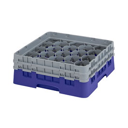 CAMBRO - 20S434-186 - Cesta de lavado 20 comp. 2 alturas - 9,84 cm Ø máx. - alt. máx. 13,5 cm - 50 x 50 x 18,4 cm - Azul marino