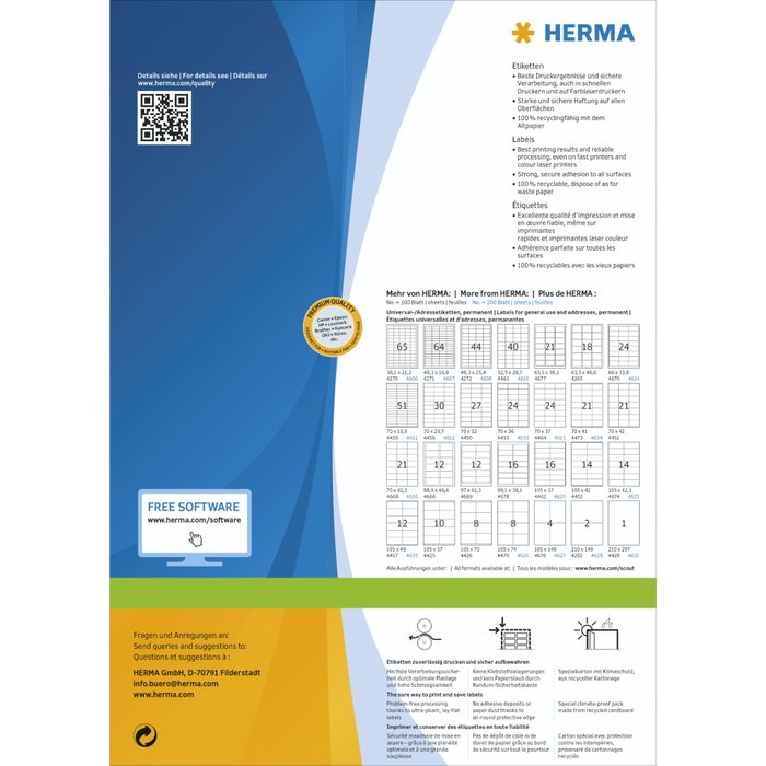 HERMA Etiquetas de dirección Premium 8690 A5 Blanco 400 unidades