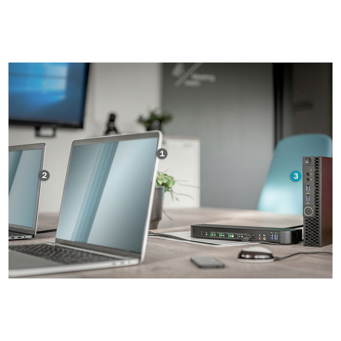 Digitus - KVM Switch 4-Port 4K 60Hz con 4 Entradas DisplayPort y 1 Salida DisplayPort/HDMI