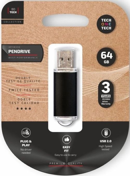 TECH-ONE-TECH TEC3008-64 Pendrive Memoria USB Basic 64GB Negro