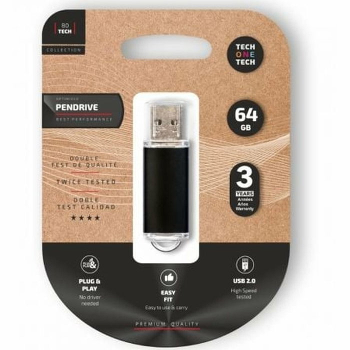 Tech One Tech TEC3008-64 Memoria USB Basic Negro 64GB