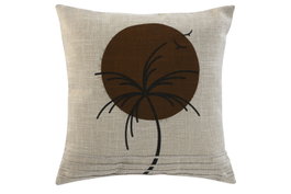 DKD Home Decor Cojín de Algodón con Aplicaciones 45x45x8 cm Beige y Marrón