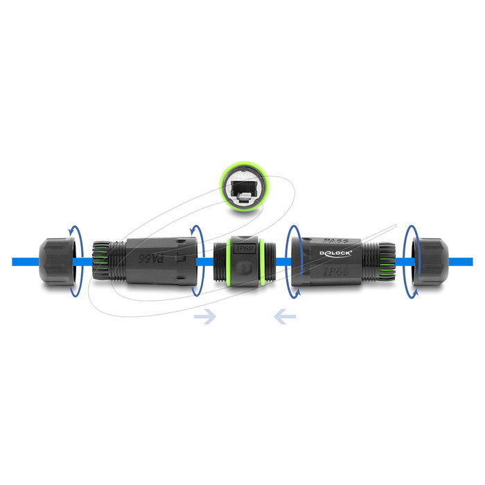 DeLOCK 87174 Conector RJ12 a RJ12 con rosca M20 x 1,5 mm IP68