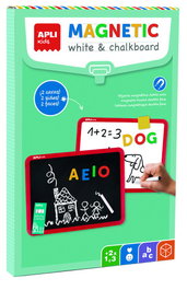 Apli Pizarra Magnética Doble Cara 19112 Blanca para Rotuladores y Negra para Tizas Infantil