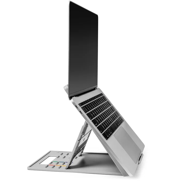 Kensington SmartFit Easy Riser Go - Soporte Elevador Ergonómico y Refrescante para Portátil o Tableta hasta 14", Gris, Ajustable y Plegable