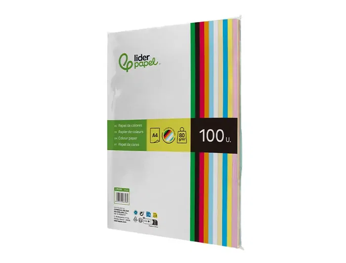 Liderpapel Papel Color A4 80gr Paquete 100 Hojas 10 Colores Surtidos Liderpapel Papel Color A4 80gr Paquete 100 Hojas 10 Colores Surtidos