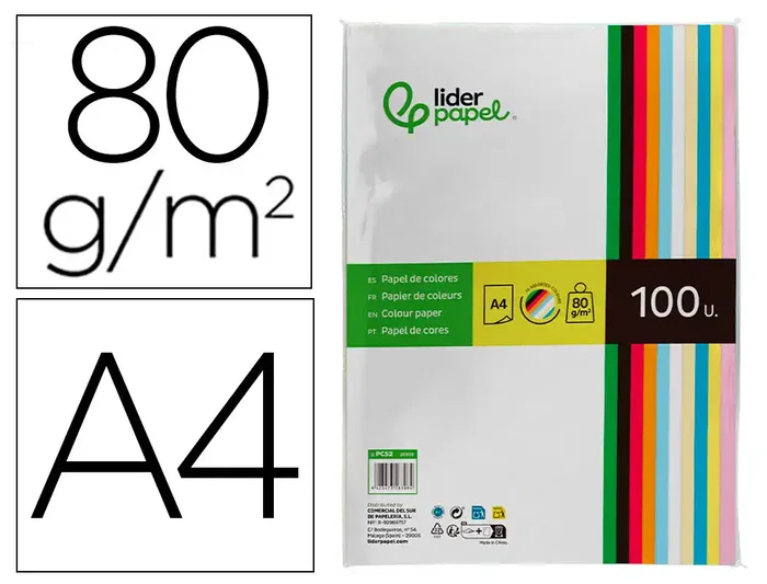 Liderpapel Papel Color A4 80gr Paquete 100 Hojas 10 Colores Surtidos Liderpapel Papel Color A4 80gr Paquete 100 Hojas 10 Colores Surtidos