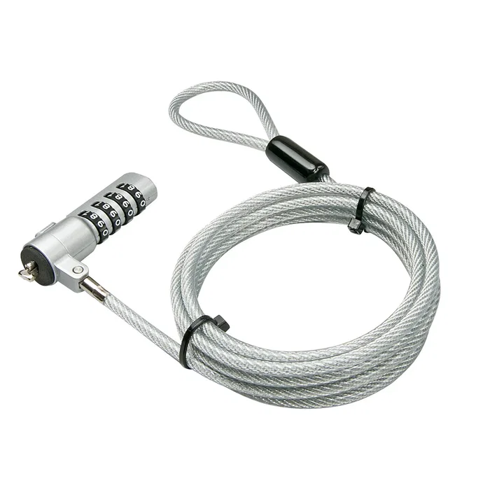 Lindy Cable de Seguridad Antirrobo 20980 con Cerradura de Combinación, Acero Inoxidable, Longitud 1.8 m